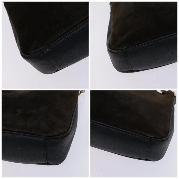 GUCCI Bamboo Hand Bag Suede Leather 2way Brown gold 001 1705 1638 Auth nb444 - Picture 16 of 16